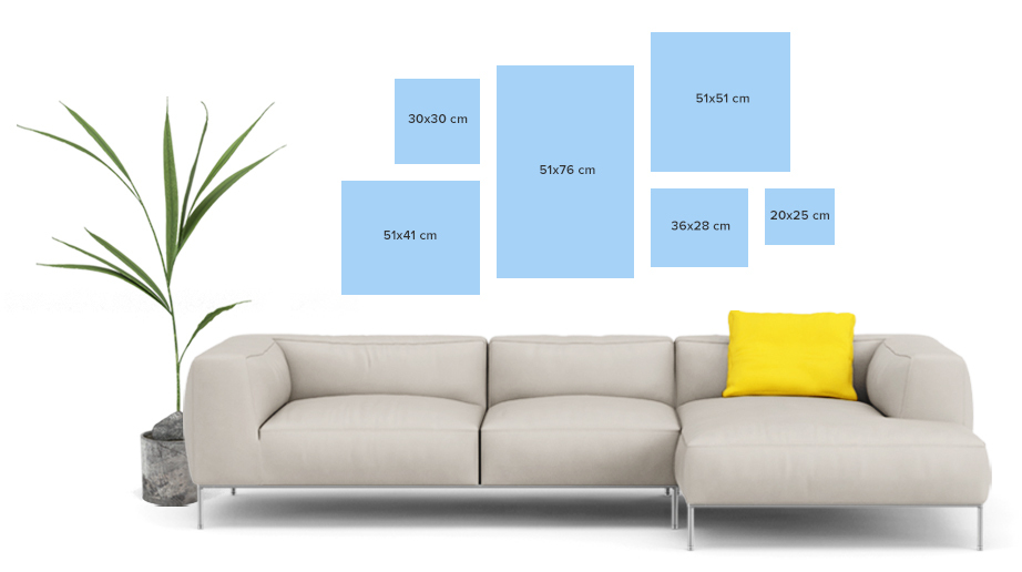 Visualisierung der untenstehenden Acrylglasbild-Größen